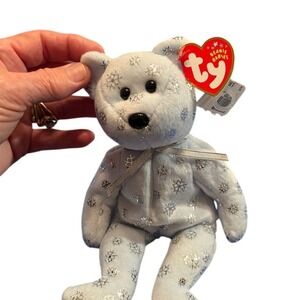 Ty Beanie Babies Flaky the Bear Blue‎ Plush with Tags Rare Collectible